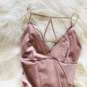 NWT Forever 21 strappy blush body suit